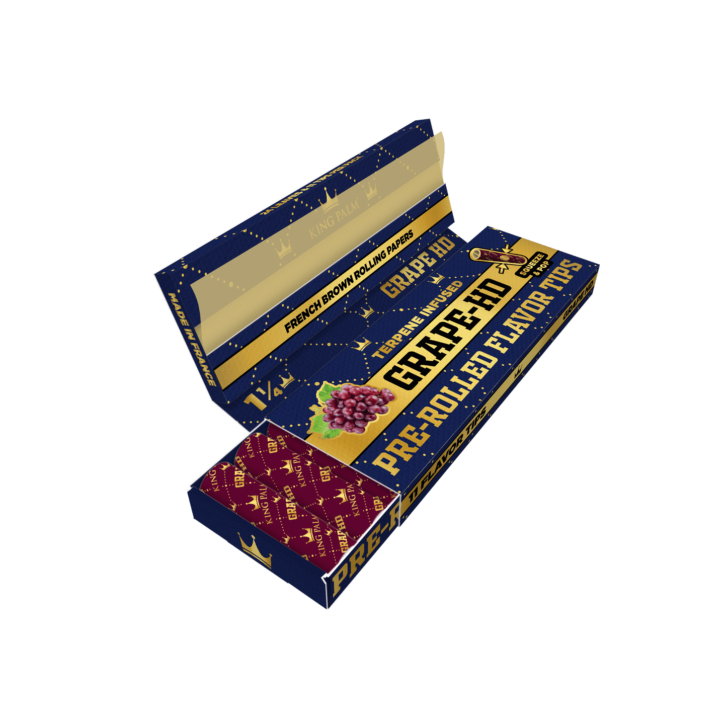 King Palm - French Rolling Papers & Flavoured Tips, 1-1/4 Size