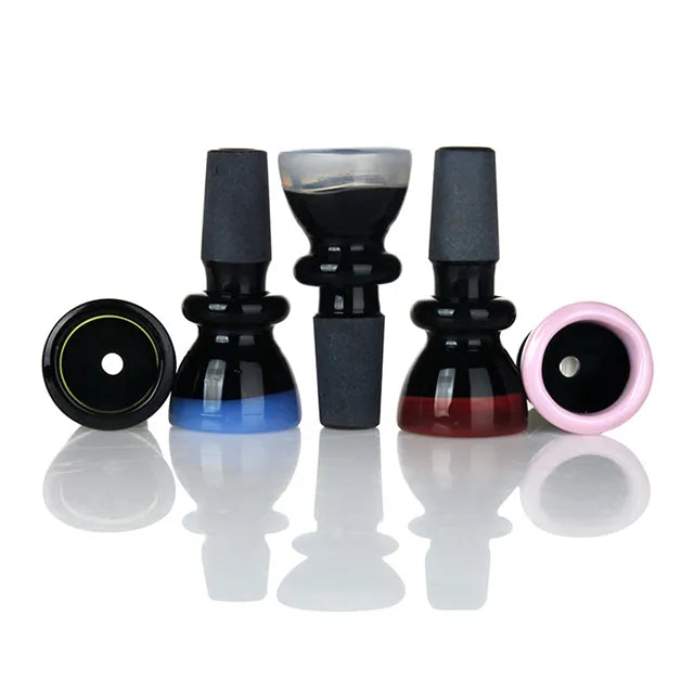 Phoenix Star - Flower Bowl, Round, Black with Coloured Rim Design, 14mm Joint