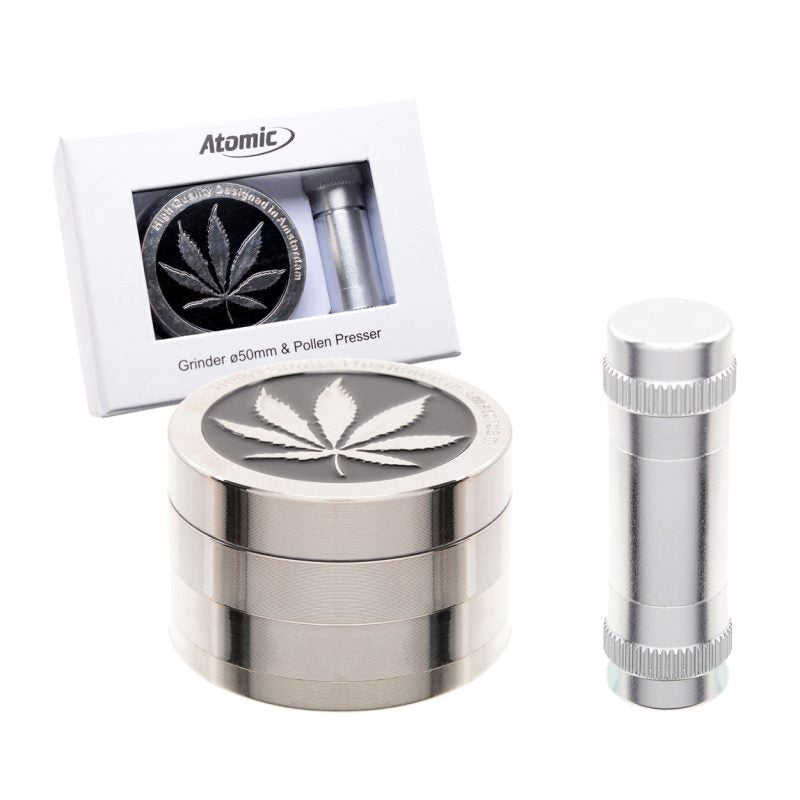 Atomic 50mm Grinder and Pollen Press Set