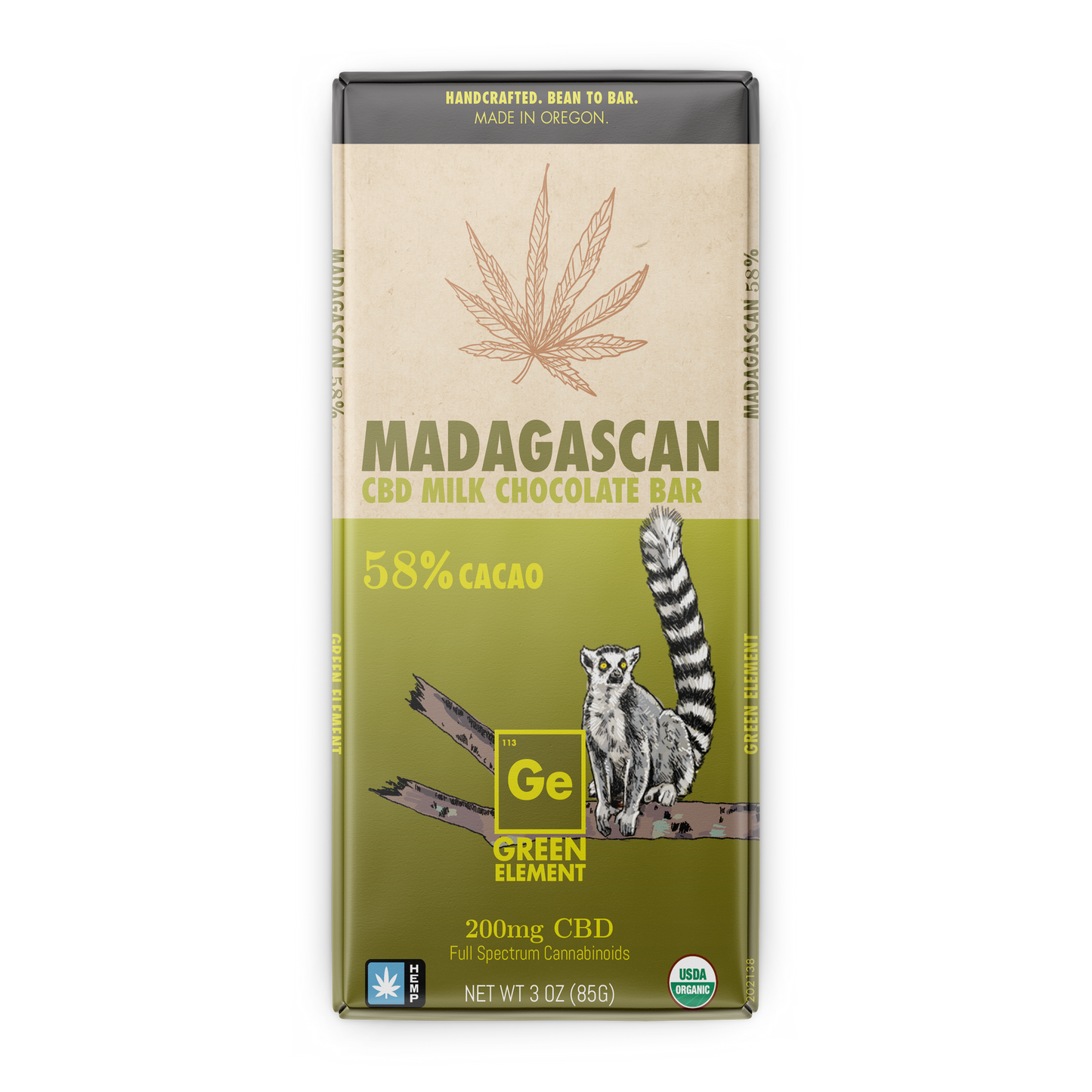 Green Element - CBD Chocolate, Madagascan Milk, 58% Cacao