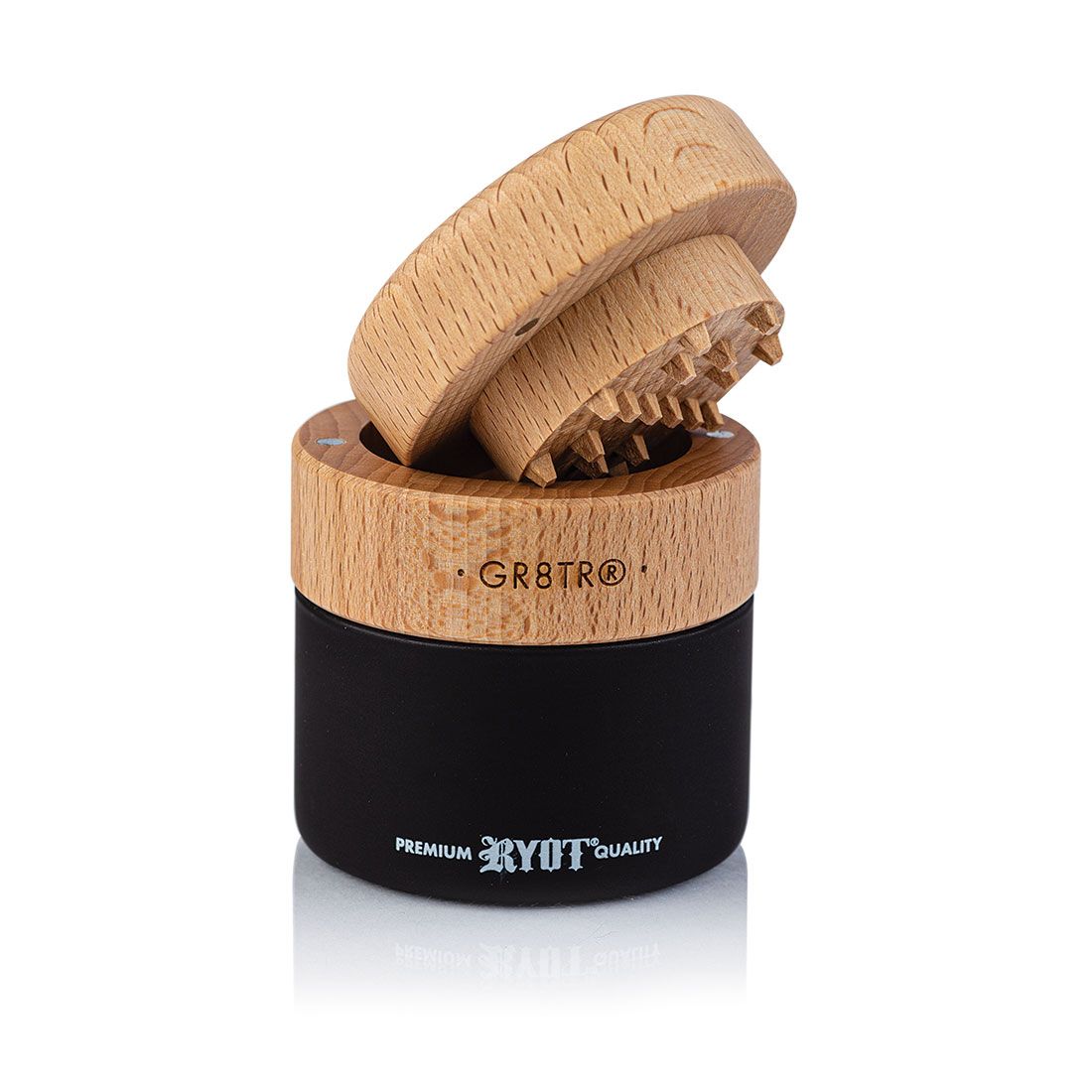 RYOT - Wood GR8TR Grinder with Jar Body - Beech and Black