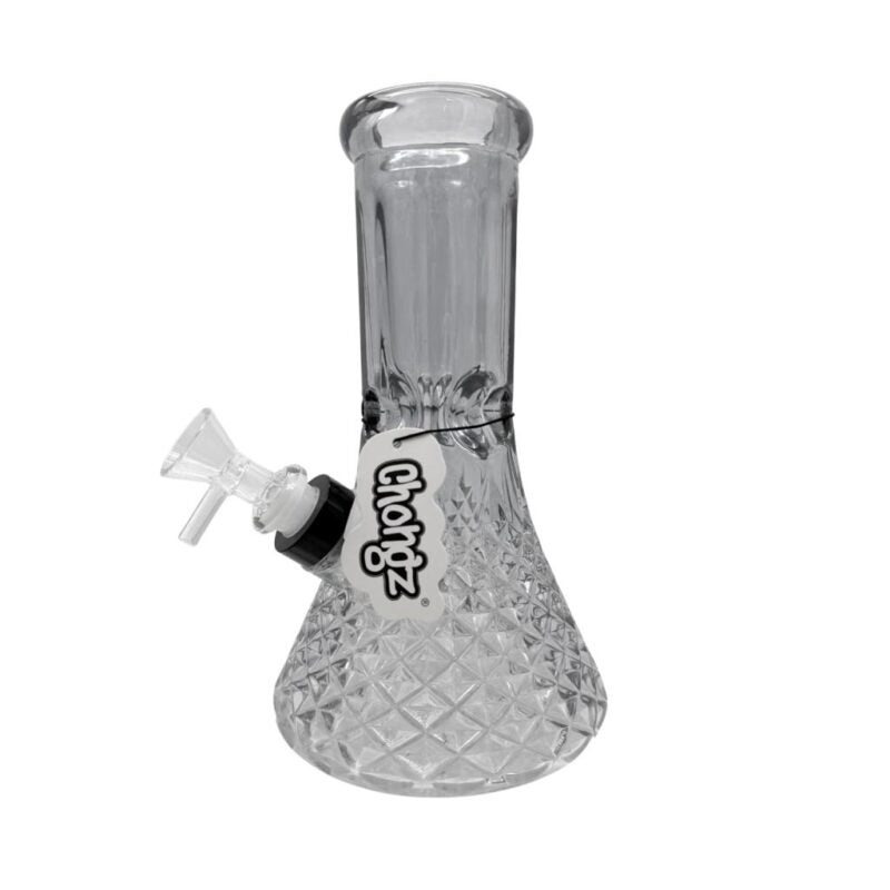 Chongz - Glass Waterpipe, 20cm, “Marty” Smoked, Cut Glass