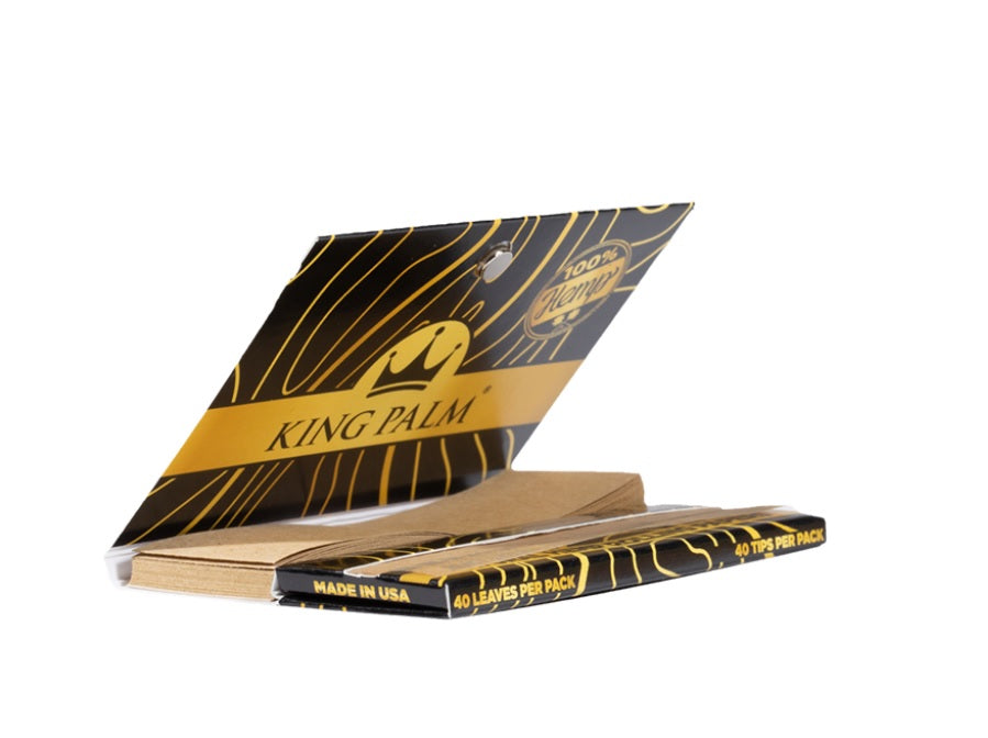 King Palm - Natural Hemp Rolling Papers and Tips, 1 1/4 Size