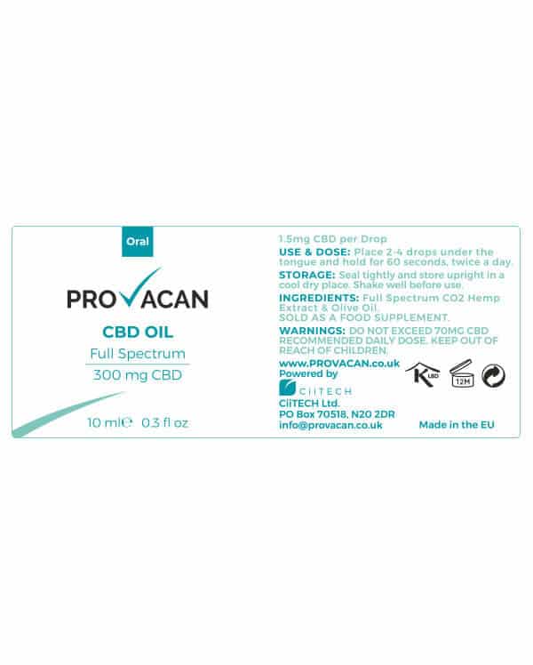 Provacan - CBD Oil Drops, 10ml, 300mg -> 2400mg