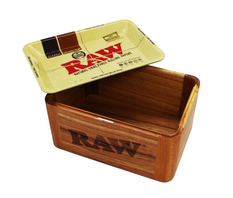 RAW - "Cache" Box, Wooden Storage Box & Rolling Tray