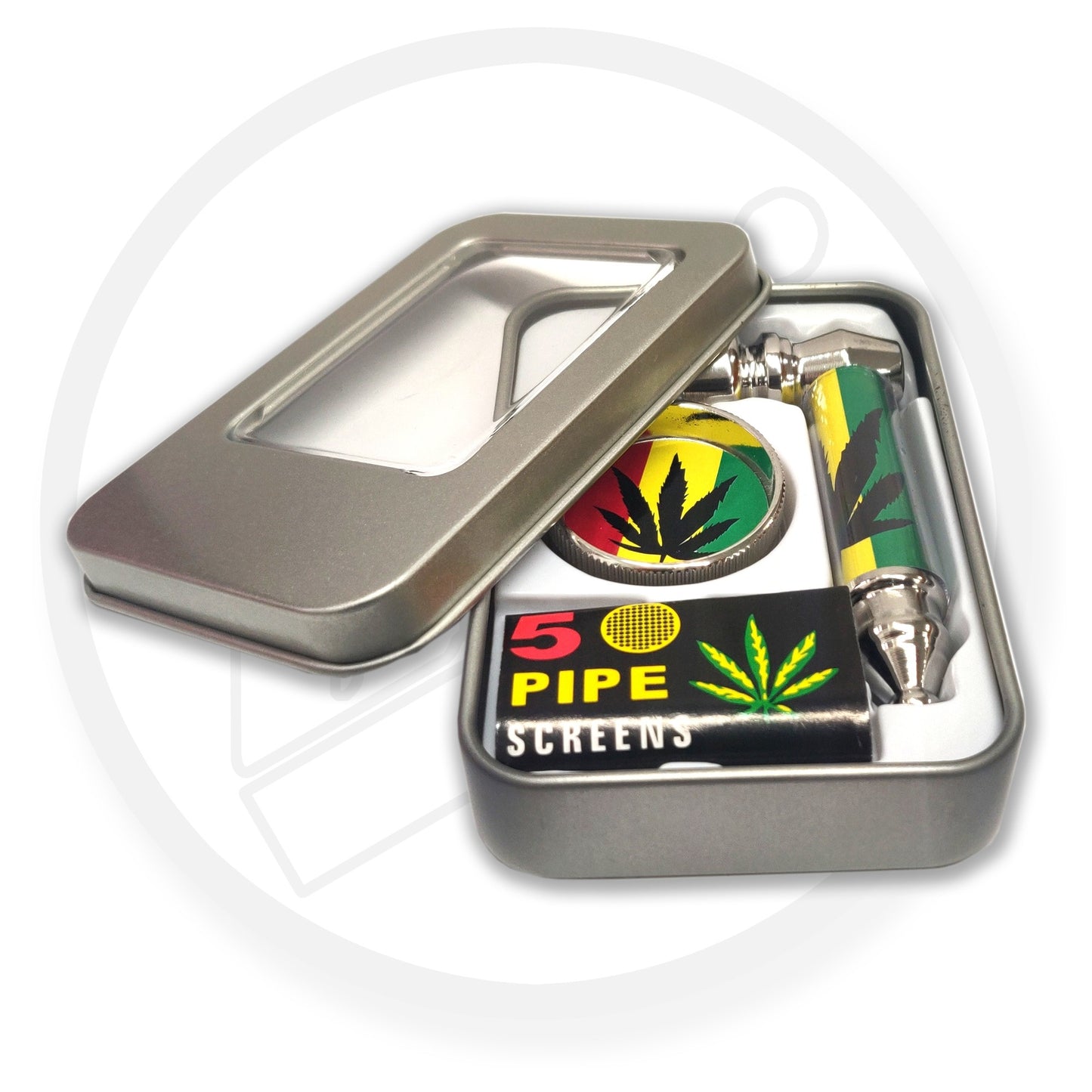 Pipe and Grinder Box Set - with 5 spare pipe screens