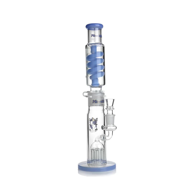 Phoenix Star - Waterpipe, Glass, 38cm Straight, 8 Tree Percolator with Freezable Coil