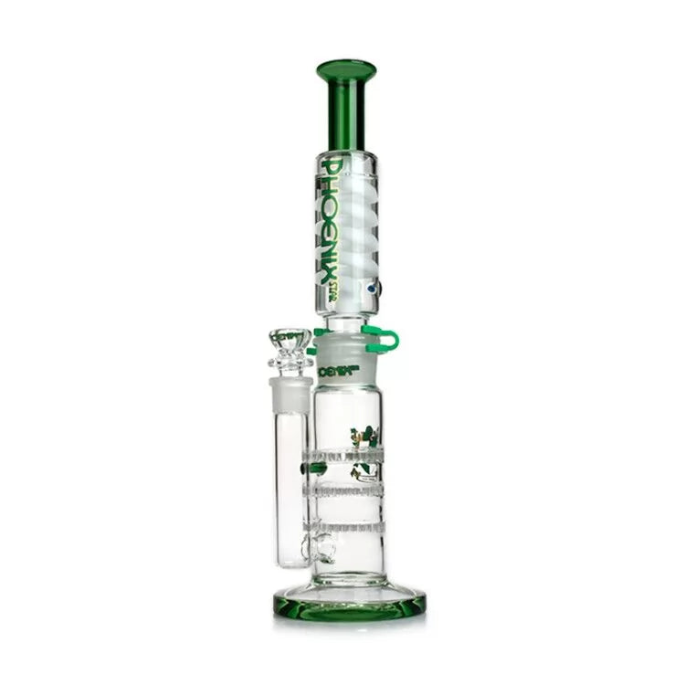 Phoenix Star - Waterpipe, Glass, 35cm Triple Honeycomb Percolator with Freezable Coil