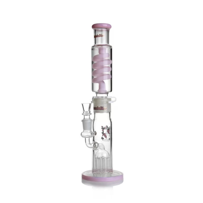 Phoenix Star - Waterpipe, Glass, 38cm Straight, 8 Tree Percolator with Freezable Coil
