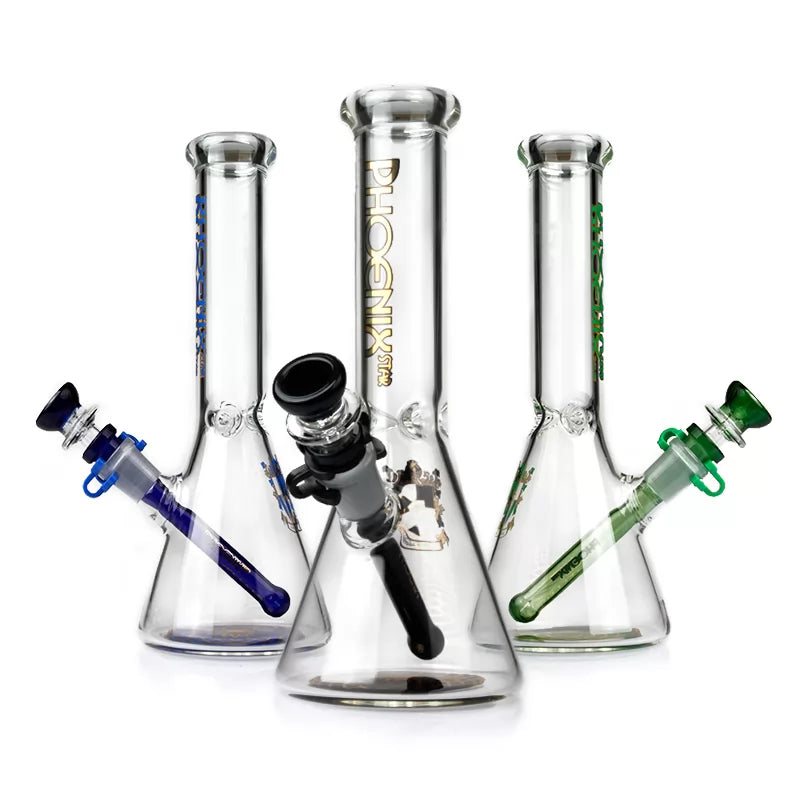 Phoenix Star - Waterpipe, Glass, 25cm Beaker, Coloured Downstem and Bowl