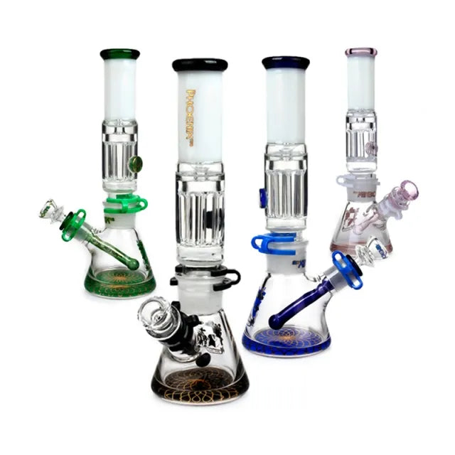 Phoenix Star - Waterpipe, Glass, 30cm Beaker, with Freezable 8 Armed Pillar Percolator
