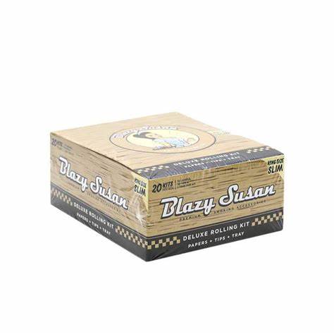 Blazy Susan - Brown (Unbleached), Deluxe Rolling Kit- King Size Slims (Papers, Tips & Tray)