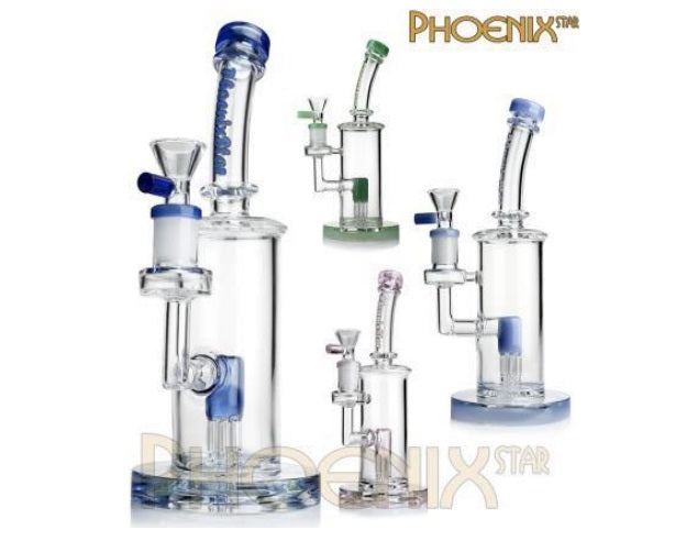 Phoenix Star - Waterpipe, Glass, 22cm, 5 Arm Percolator