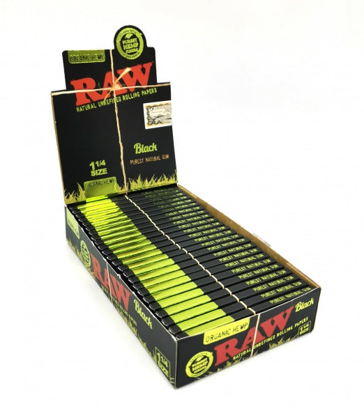 RAW - 'Black Organic Hemp', 1-1/4" Papers