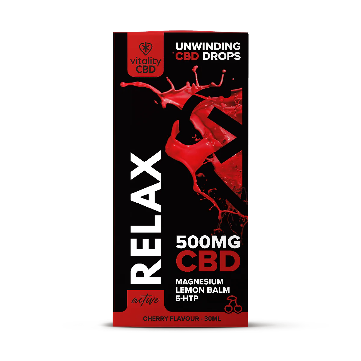 Vitality CBD - Active: Relax CBD Drops, Cherry - 30mL