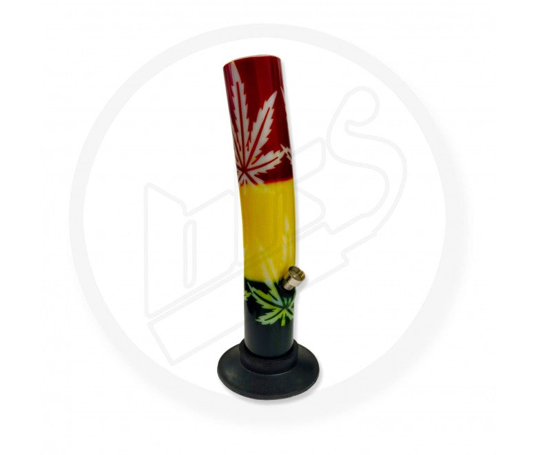 Acrylic Waterpipe, 30cm - Leaner, Rasta Leaf