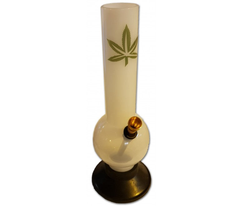 Acrylic Waterpipe, 27cm - Bubble, Milk Colour w/Leaf