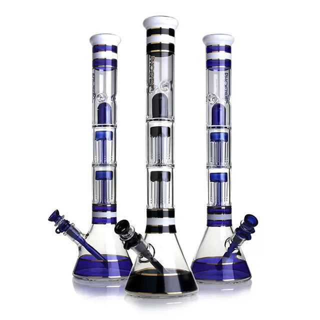 Phoenix Star - Waterpipe, Glass, 45cm Beaker with Ice Catcher, Splash Guard and Double 8 Arm Percolators