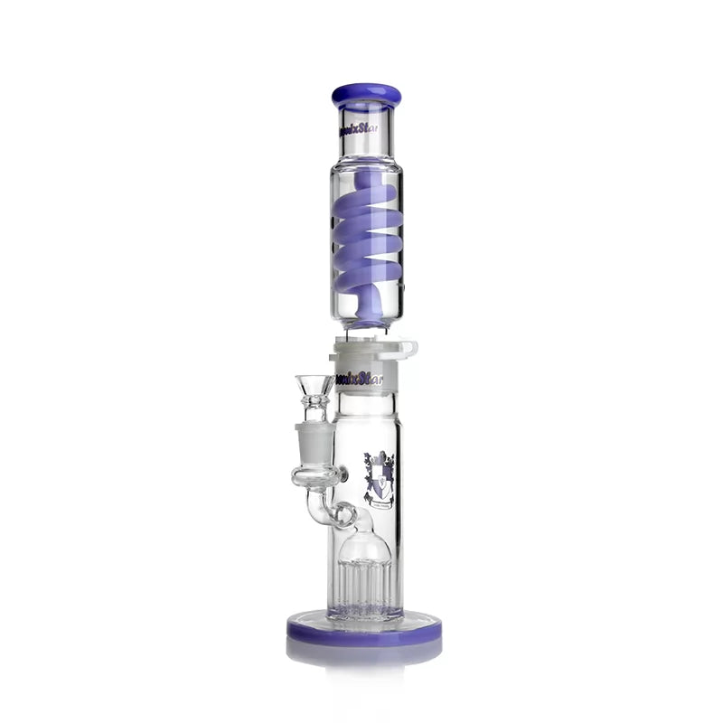 Phoenix Star - Waterpipe, Glass, 38cm Straight, 8 Tree Percolator with Freezable Coil