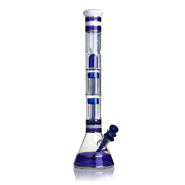 Phoenix Star - Waterpipe, Glass, 45cm Beaker with Ice Catcher, Splash Guard and Double 8 Arm Percolators