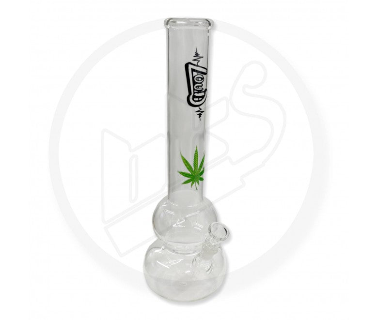 Waterpipe, Glass, Twin Bubble Leaf - 39cm