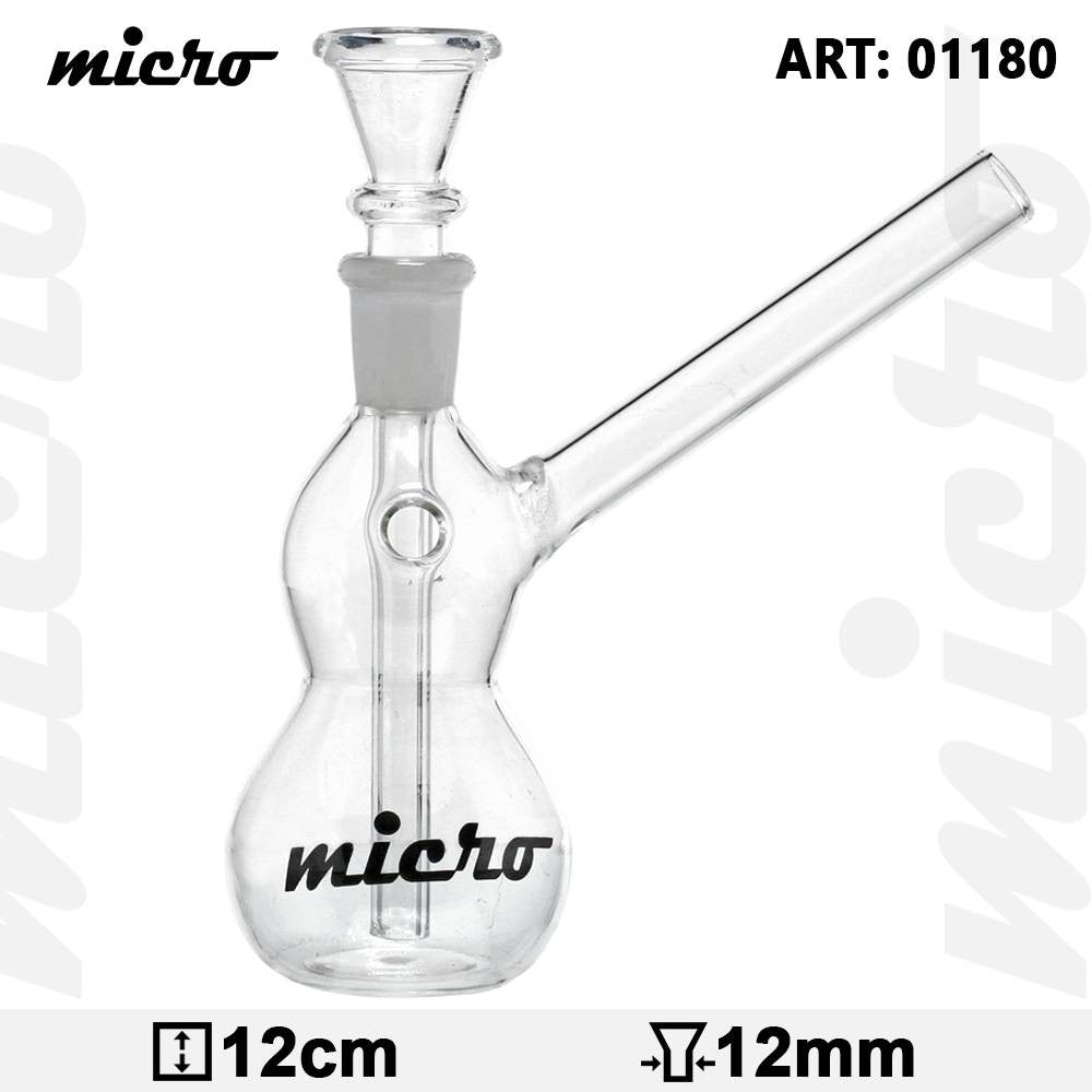 Glass Waterpipe - 12cm, Double Bubble, Micro