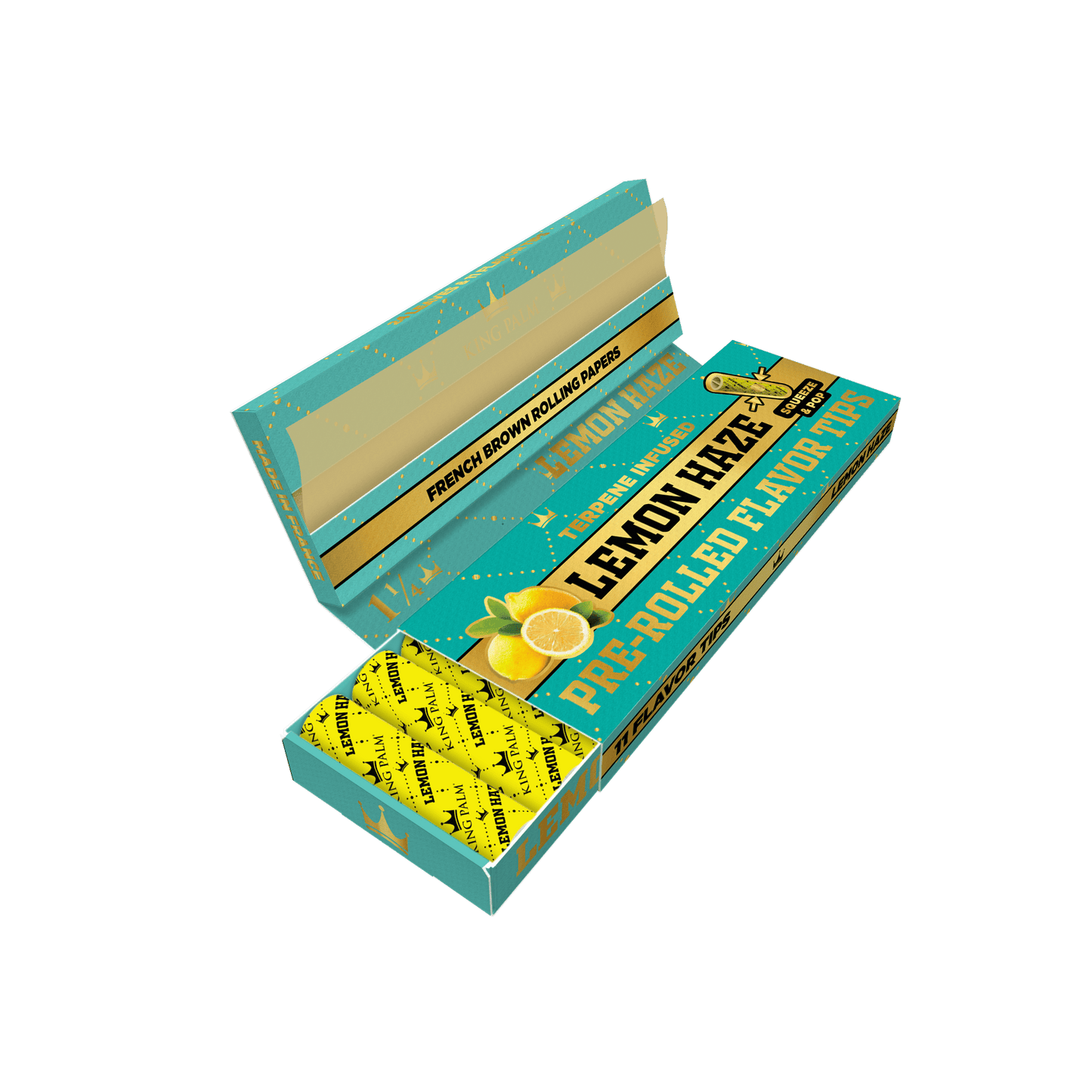 King Palm -  1-1/4", French Rolling Papers & Flavoured Tips