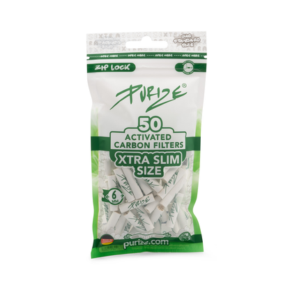 PURIZE -  Activated Carbon Filters, XTRA SLIM 6mm, Bag of 50