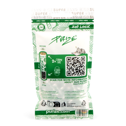 PURIZE -  Activated Carbon Filters, SUPER SLIM 5mm, Bag of 50