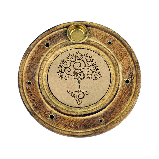 Holistic - Incense Holder, Crafted Wood Disc