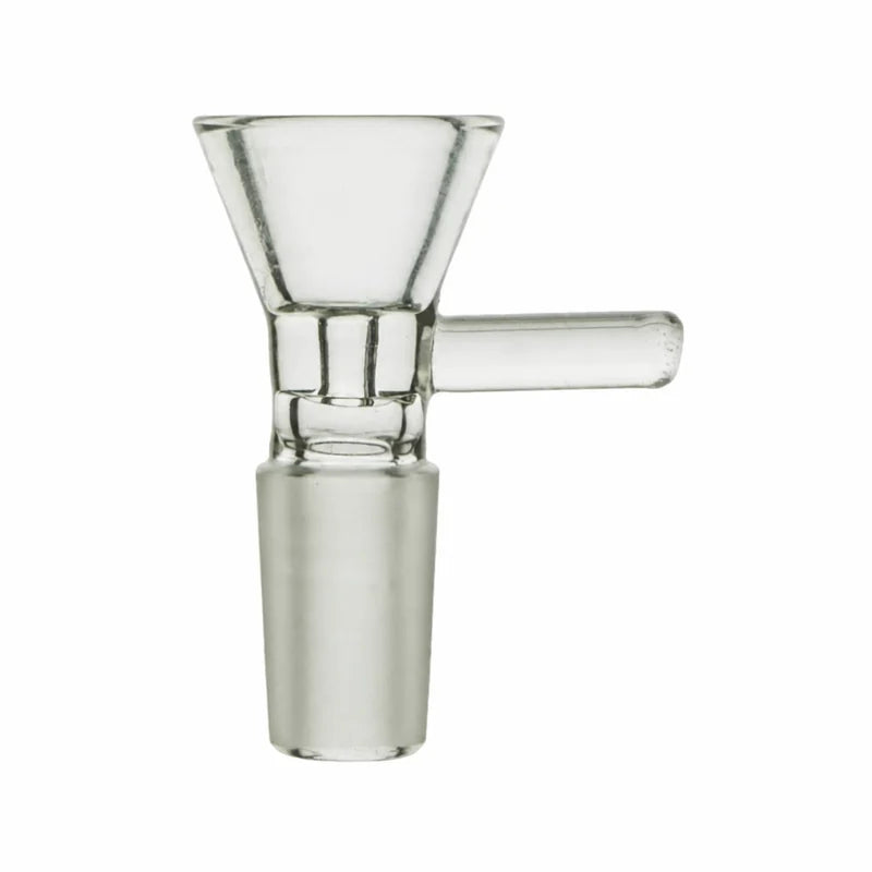 Flower Bowl - Glass, Cone, 14mm, Clear with Handle