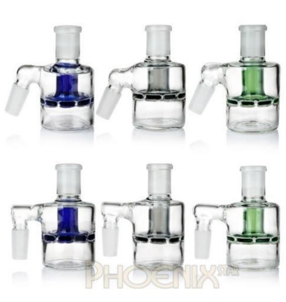 Phoenix Star - Short Ash Catcher, 90 Degree with Coloured Percolator, 14mm Male Joint