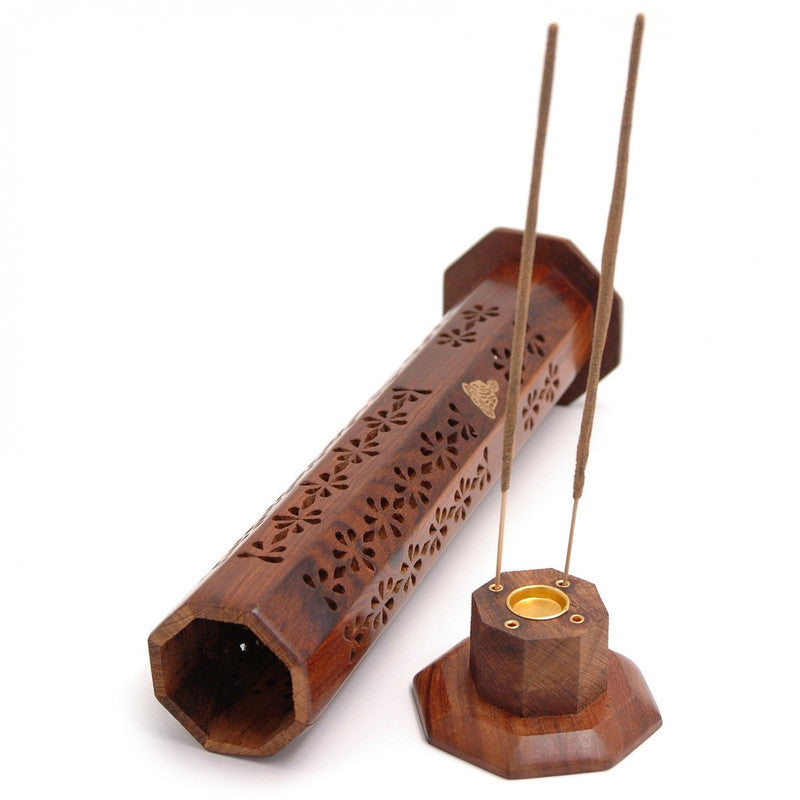 Holistic - Incense Holder, Carved Wooden Tower
