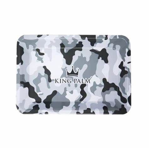 King Palm - Rolling Tray, Metal – Snow Camo – Small (7 x 5.5in)