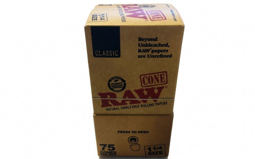 RAW - Classic, 1-1/4" Cones, 75ct Box