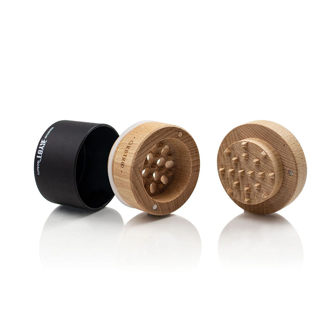 RYOT - Wood GR8TR Grinder with Jar Body - Beech and Black