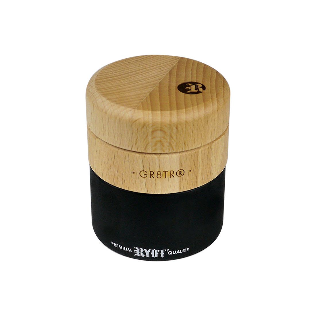 RYOT - Grinder, Wood GR8TR with Jar Body, Beech and Black
