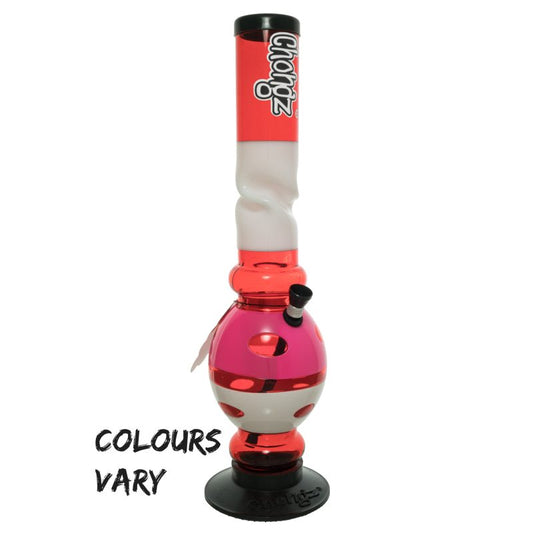 Chongz - Waterpipe, Acrylic, 40cm, Oval Bubble with Ice Twist, “Flat Earth”