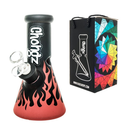 Chongz - Glass Waterpipe, 20cm, ”Up in Flames” Glass, Ice Pinch