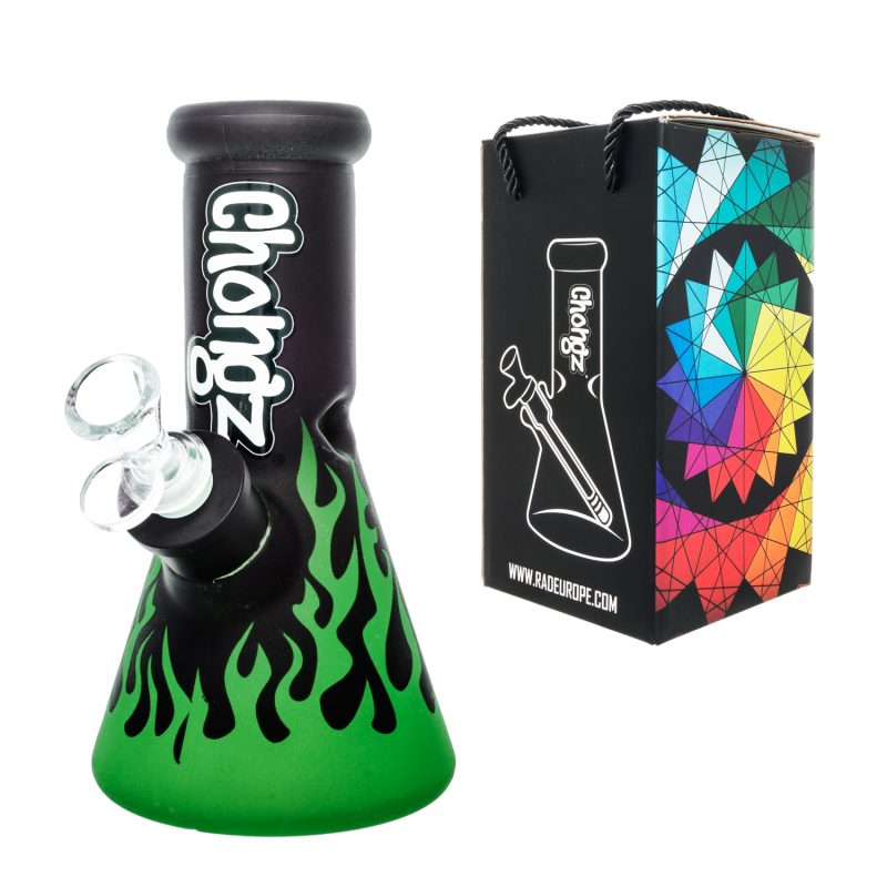 Chongz - Glass Waterpipe, 20cm, ”Up in Flames” Glass, Ice Pinch