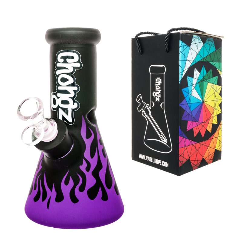 Chongz - Glass Waterpipe, 20cm, ”Up in Flames” Glass, Ice Pinch