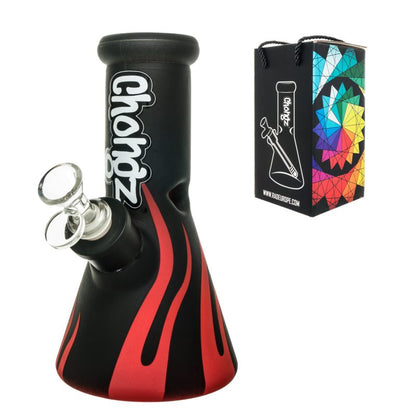 Chongz - Glass Waterpipe ,20cm, ”Hoffmans Bike” Tribal Design Ice Pinch