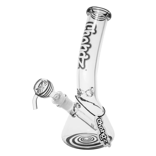 Chongz - Waterpipe, Glass, 25cm, Leaner Beaker w/ Ice Pinch, “Goosebump jnr”