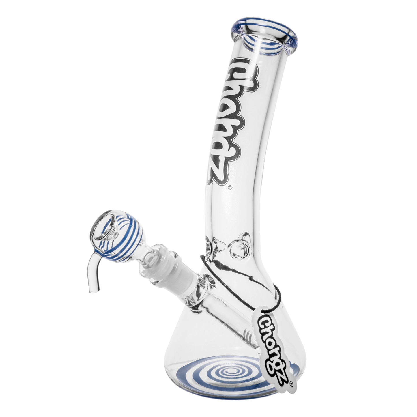 Chongz - Waterpipe, Glass, 25cm, Leaner Beaker w/ Ice Pinch, “Goosebump jnr”