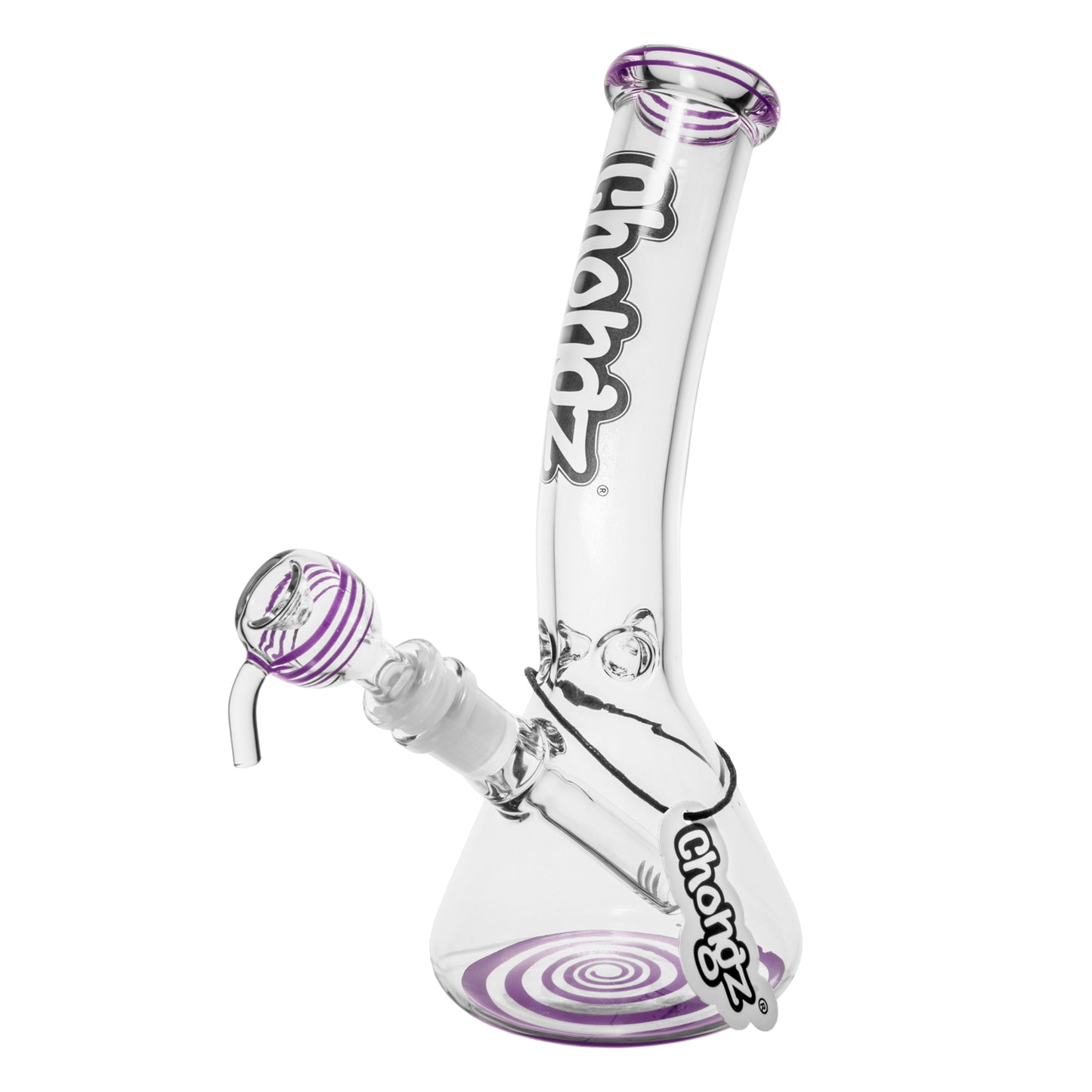 Chongz - Waterpipe, Glass, 25cm, Leaner Beaker w/ Ice Pinch, “Goosebump jnr”