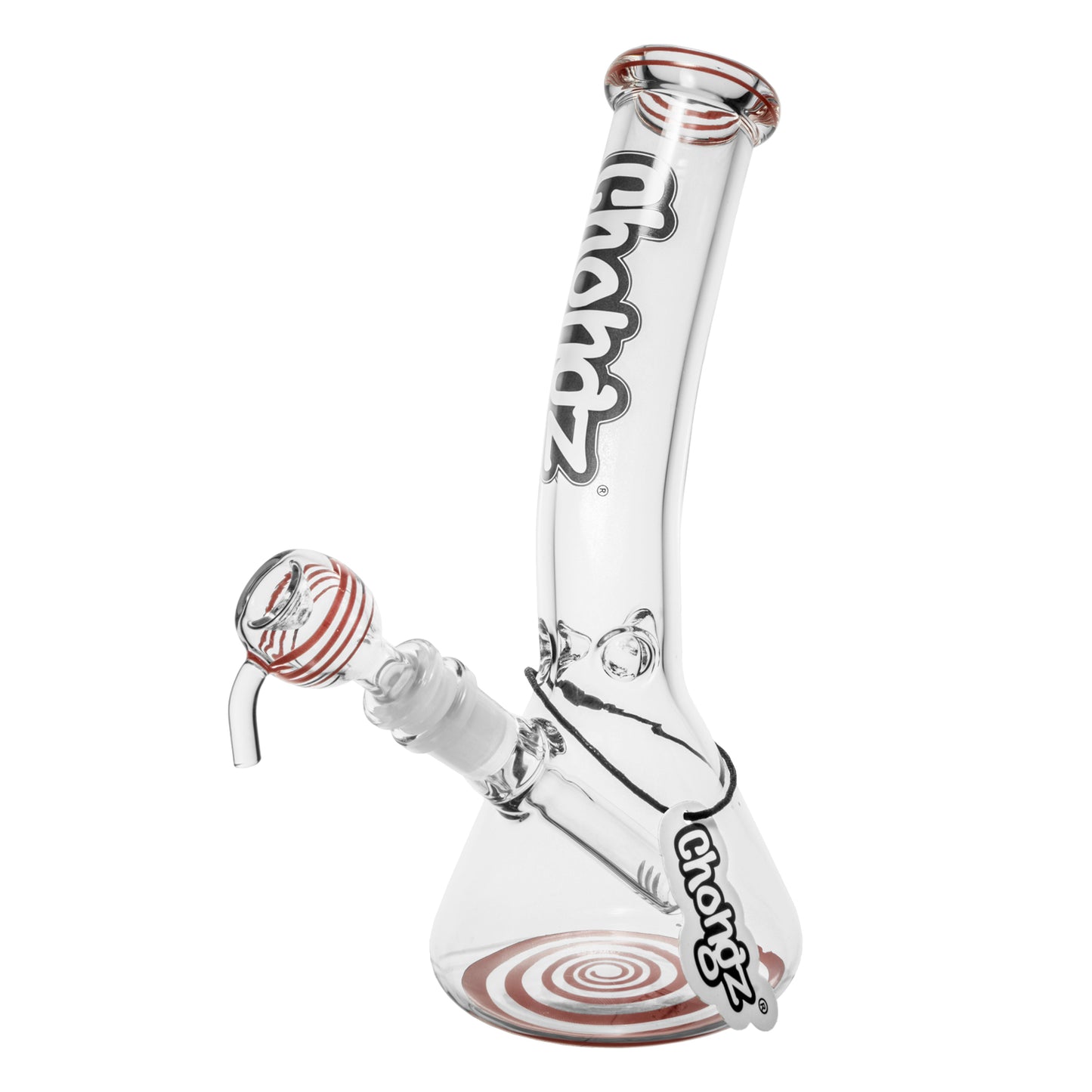 Chongz - Waterpipe, Glass, 25cm, Leaner Beaker w/ Ice Pinch, “Goosebump jnr”