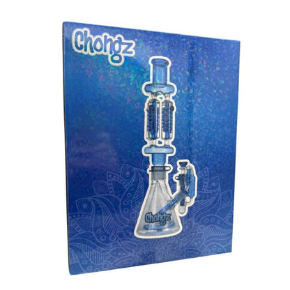 Chongz - Glass Waterpipe, Blue Accent “Tower of Power” Multi-Chamber D-Lux Ltd Edition Bong