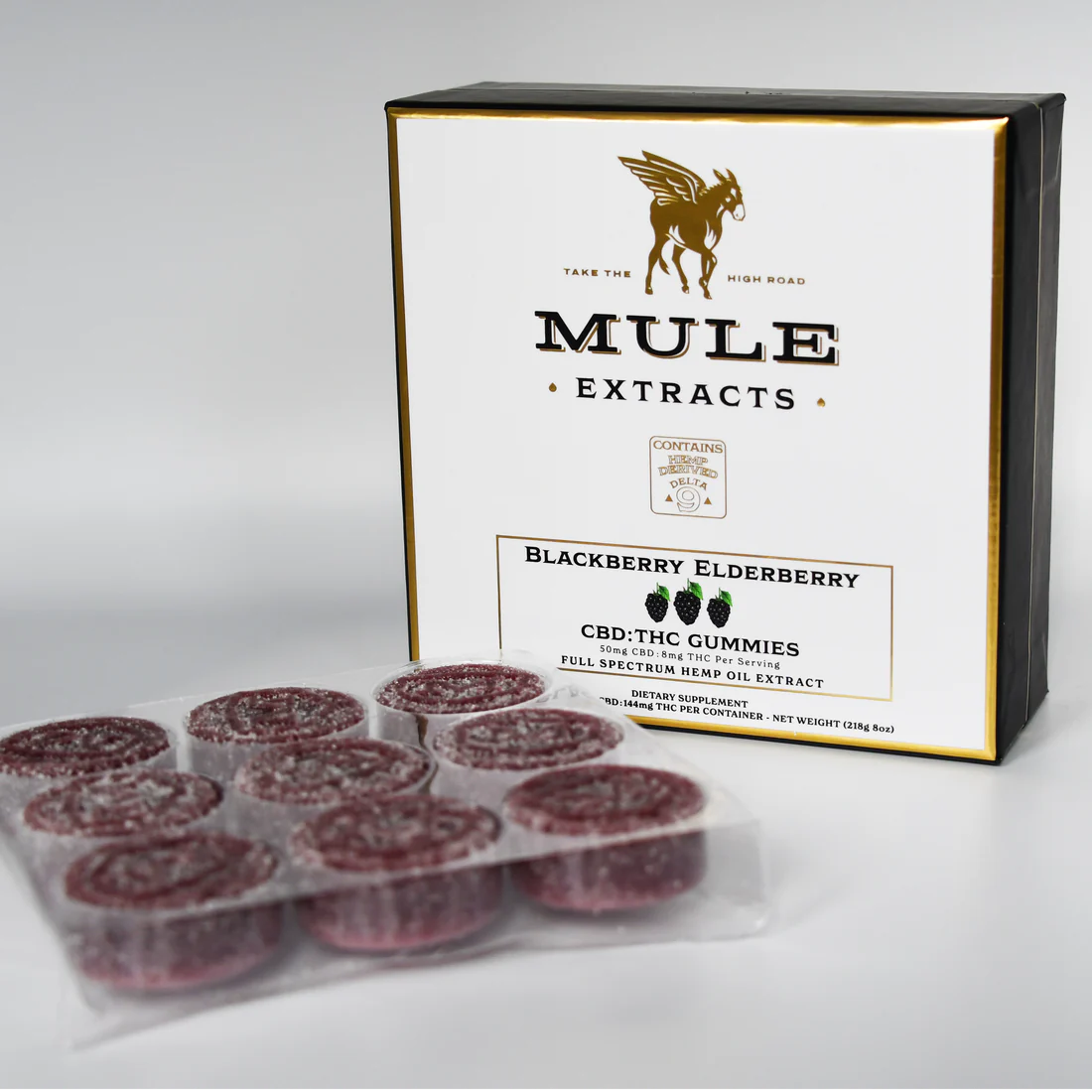 Mule Extracts CBD/THC Gummies, Blackberry & Elderberry Bailiwick