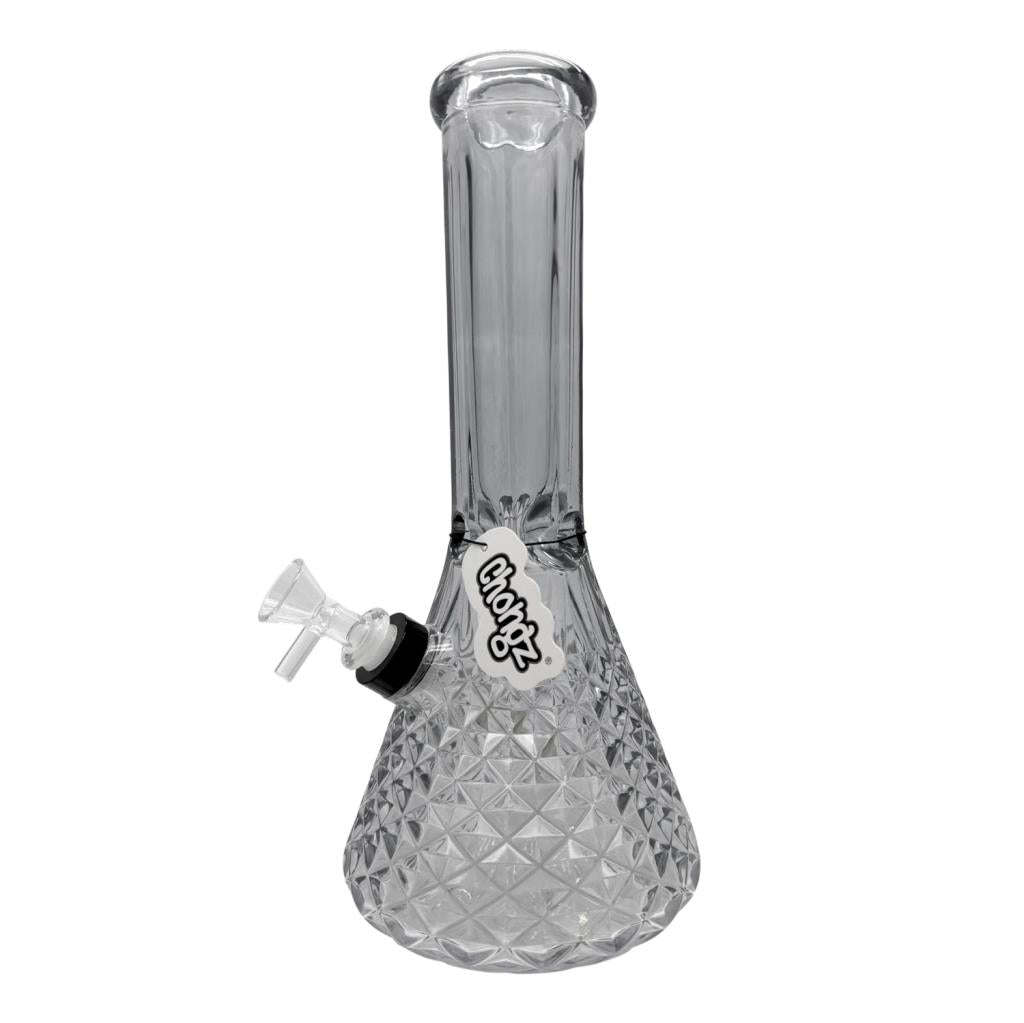 Chongz - Glass Waterpipe, 30cm, “Larry”, Smoked Cut Glass