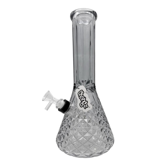 Chongz - Glass Waterpipe, 30cm, Beaker Smoked Cut Glass, “Larry”